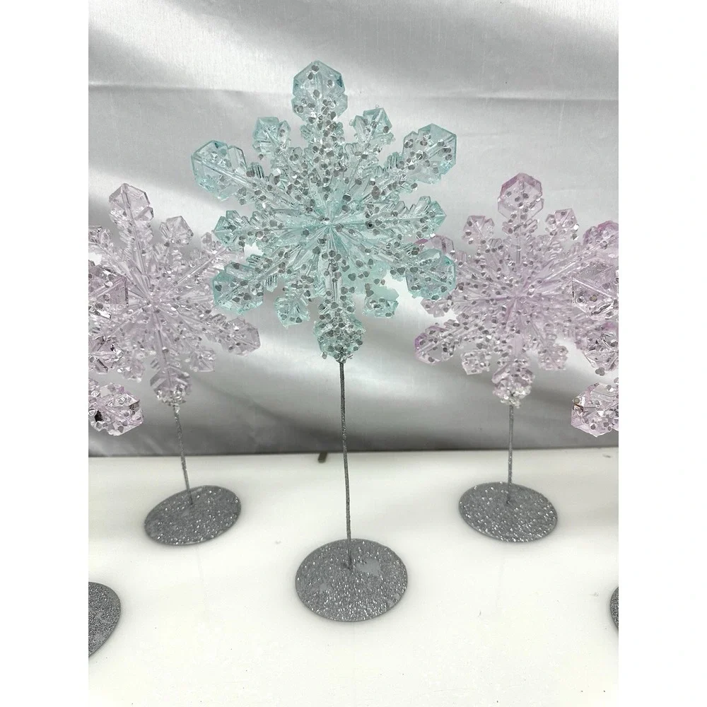 Decorative snowflakes with plastic and rhinestones party,Christmas NY Set of 5